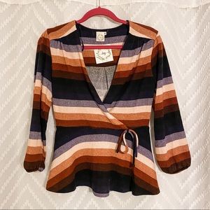 Stripe Peplum Wrap Top